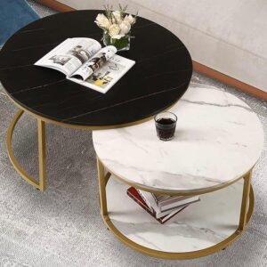 nesting table in black and white combination