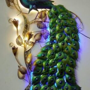 peacock wall art with led is a vertical wall art by Madhuram Handicrafts