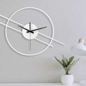 white , decent looking wall clock for living room or office purpose by madguram handicrafts